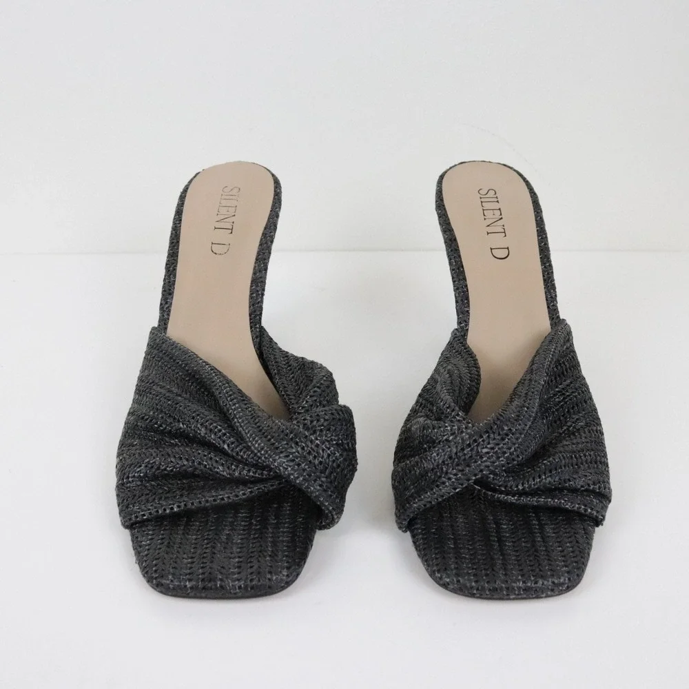 Anthropologie Silent D Katia Black Woven Wedge Sandals 41 10 Black Raffia
